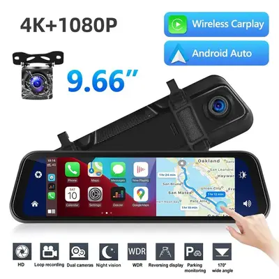 10 inç dash cam çift lens CarPlay HD dikiz aynası WiFi - 2