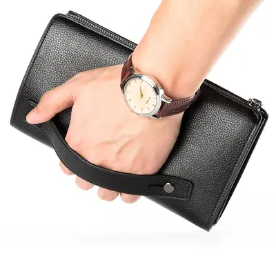 Men's Clutch Bag, Large Capacity with Zipper and Phone Compartment - 3