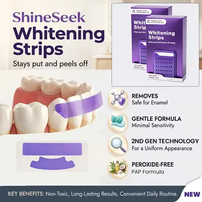 Purple Teeth Whitening Strips, Removes Yellow and Black Stains, No Residue - 3