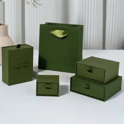 Hersteller-Großhandel Getreidegelb Schubladenbox Schmuck-Aufbewahrungsbox Anhänger Ringverpackungsbox Armbandkette Halskette Schmuckverpackungsbox - 12
