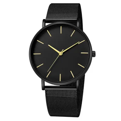 Men's quartz watch with mesh band, minimalist design - 9