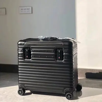 German full aluminum magnesium alloy flip-top camera long suitcase 18 inch wheeled small trolley suitcase men's suitcase - 8