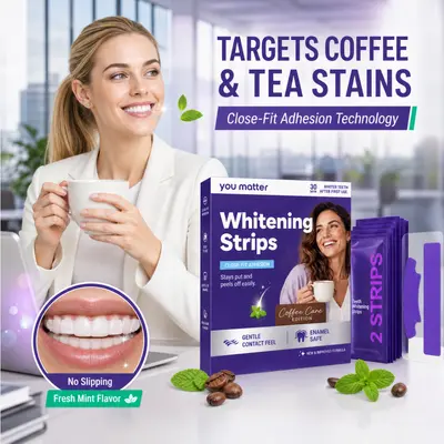 V34 Purple Teeth Whitening Strips, Low-Sensitivity, for Smoke Stains - 4