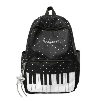 Japanese Style Piano Pattern Women's Backpack for High School and College - 6