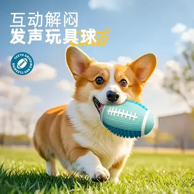 Lateks rugby topu köpek oyuncağı, sesli, dayanıklı, yavru ve büyük ırklar için