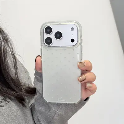 Double Layer Phone Case for iPhone 17 Pro Max, Small Polka Dot