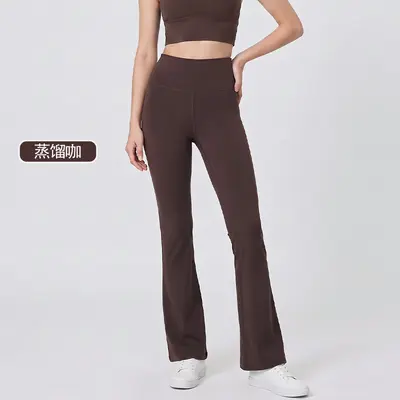 Women's yoga pants, high waist, fitted, wide leg, autumn-winter - 8
