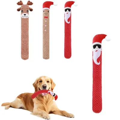 Dog Toy Long Plush with Santa, Elk and Snowman Design, Self-Play - 6