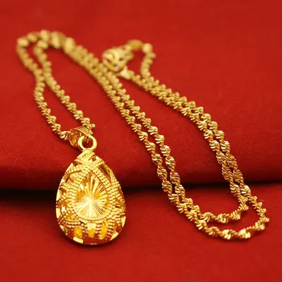 Women's Water Drop Pendant Necklace with Flower Collarbone Chain - 10