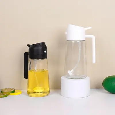 Yağ sprey şişesi mutfak ev sprey ve dökün çift amaçlı yağ sprey şişesi hava fritözü atomize yağ sprey şişesi cam sızdırmaz yağ tankı pot