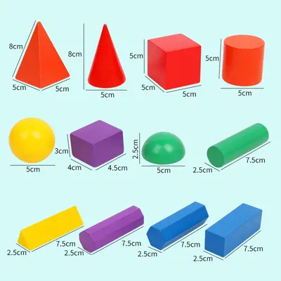 12 ilköğretim okulu matematik öğretim yardımcıları stereo geometrik model küp silindir şekli büyük parçacık yapı taşı oyuncaklar