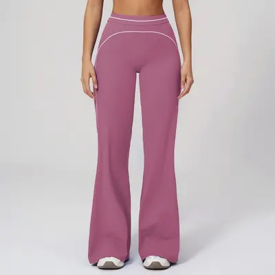Hochbund-Yoga-Hose mit breitem Bein, locker, Herbst/Winter - 10