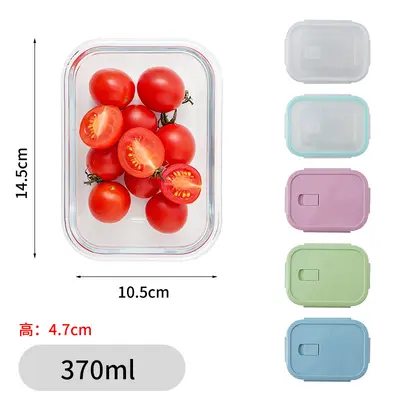 Glas-Lunchbox, Glasschüssel, transparente mikrowellengeeignete rechteckige Gemüsebehälter, hitzebeständige Lunchbox, runde Lunchbox für den Hausgebrauch - 7