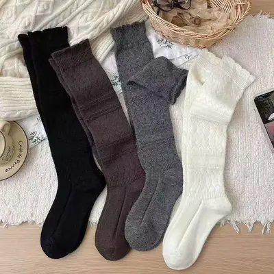 Women's Thick Wool Knee-High Socks for Winter - 5