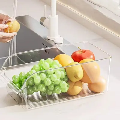 Cross-border New Kitchen Refrigerator Organizer Box Snack Miscellaneous Items Transparent Storage Basket Drawer Home Bedroom Desktop Organization - 8