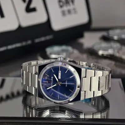 Men's Quartz Watch Dual Calendar Steel Band - 10