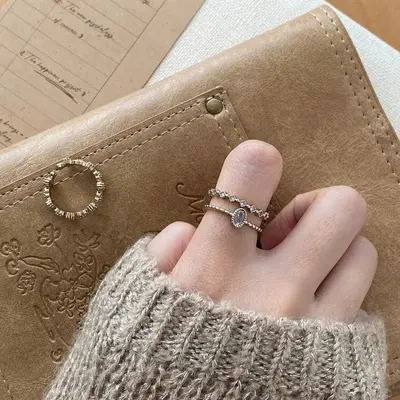 French vintage coffee gold lace ring, women's, open adjustable - 3