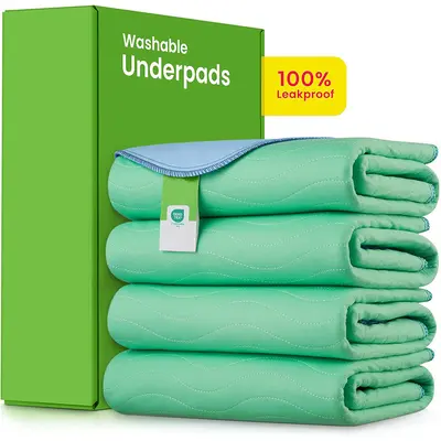 Waschbare Pflegeunterlage für Erwachsene und Kinder, dunkelgrün, wasserdicht - 2