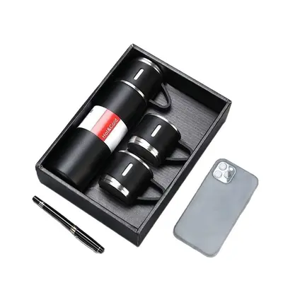 304 Stainless Steel Thermos Cup Set with Three Lids, Gift Box