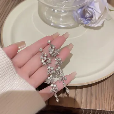 韩版长款流苏珍珠耳环S925银针百搭气质东大门耳饰品网红爆款耳坠 - 7