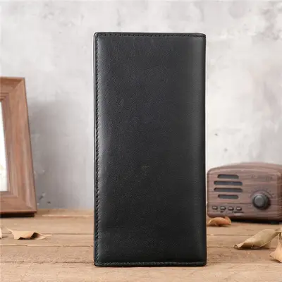 Model 1008 Men's Long Genuine Leather Wallet with Zipper - 4