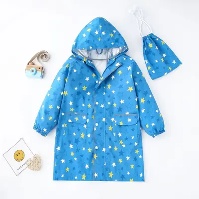 High-quality children's raincoat in one piece, long, waterproof, windproof and snowproof poncho with school bag for boys and girls and small children - 9