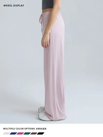 Kadın Büzgülü Geniş Paçalı Yoga Pantolonu İnce Yaz Modeli