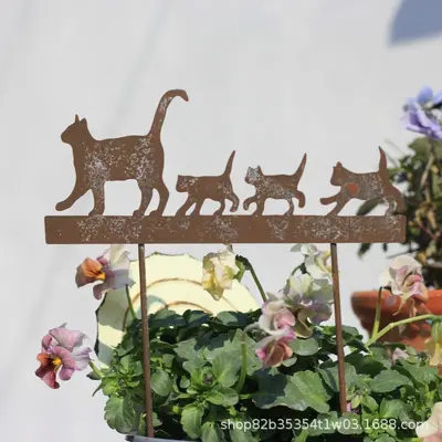 Kedi Desenli Mini Çiçek Vazosu, Japon ve Kore Tarzı Saksı Dekorasyonu - 1