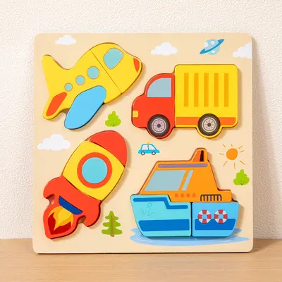 Children's Educational Puzzle Toy 3D Wooden Handle Board Age 3+ Montessori Teaching Aid Kindergarten Gift Early Learning Cross-border - 13
