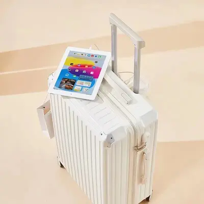 Women's Trolley Suitcase with Silent Universal Wheels, Cup Holder and Combination Lock - 3