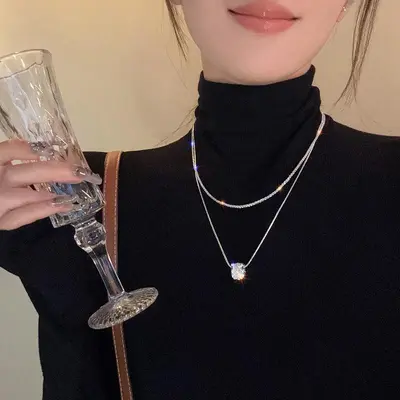 Çift katmanlı kolye kadın niş tasarım - 2