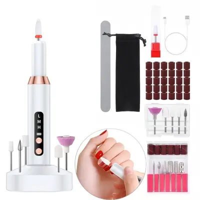 Sınır Ötesi Yeni Model Tırnak Cilalama Makinesi Taşınabilir Elektrikli Tırnak Törpüsü Manicure Aracı Seti Ekran Göstergeli Şarj Edilebilir Manicure Makinesi - 12
