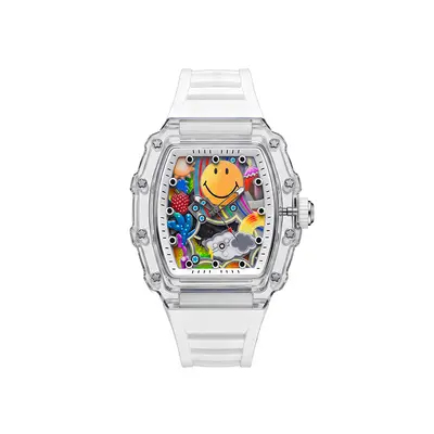 Men's barrel-shaped quartz wristwatch, steel band, waterproof