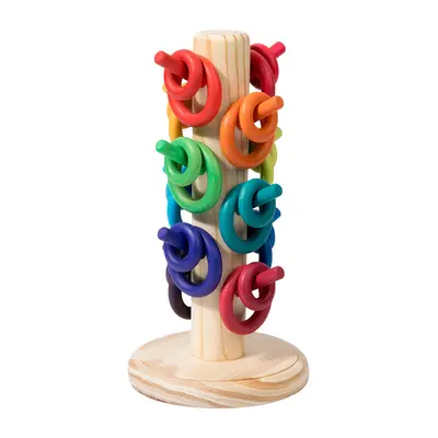 Wooden Rainbow Tree Ring Toss Toy, Early Education and Hand-Eye Coordination
