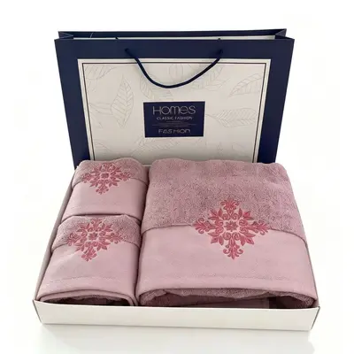 100% cotton embroidered hotel towel set, 3-piece, water-absorbent