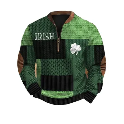 Erkek moda yarım fermuarlı sweatshirt, 3D dijital baskılı, spor - 13