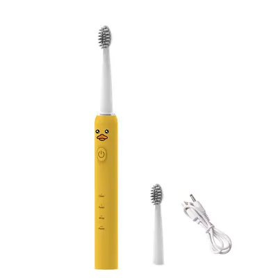 Children's Electric Toothbrush with Yellow Duck Cartoon Design, USB Rechargeable Ultrasoni - 6