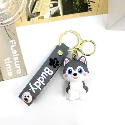 新款卡通萌宠小狗钥匙扣软胶公仔钥匙链情侣包包挂饰可爱小狗挂件