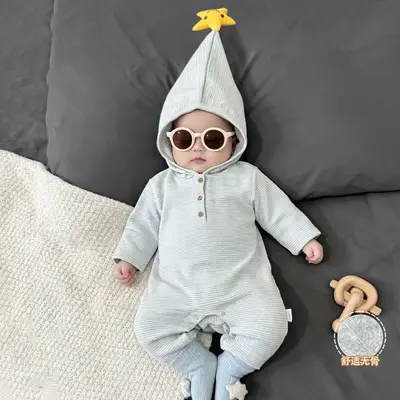 Baby Hooded Jumpsuit, Cloud-Soft Seamless Cotton, Spring/Autumn Romper - 7