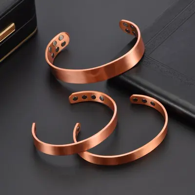 Rotkupfer-Magnet-Armreif und Ring-Set, offenes Design