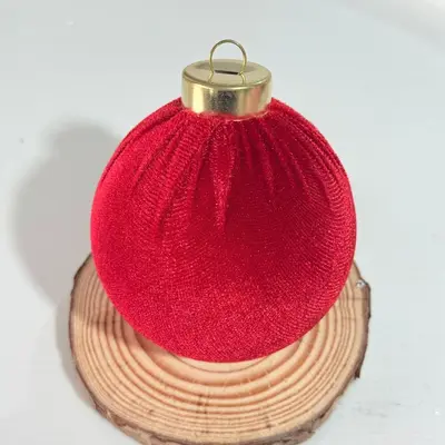 8 cm Kadifeli Noel Topu, El Yapımı Noel Ağacı Süsü - 12