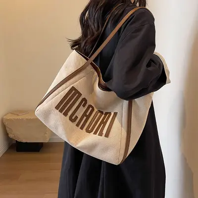 Women's Large Canvas Tote Bag, Single Shoulder Strap - 3