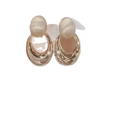 Oval Mat Yüzey Daire Halka Küpe Hafif Lüks Premium Küpe Zarif Çok Amaçlı Şıklı Küpe Hong Kong Retro Tarzı Kadın Küpe - 6