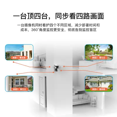 4 kanal ev gözetleme kamerası 1080P gece görüşü 360° wireless