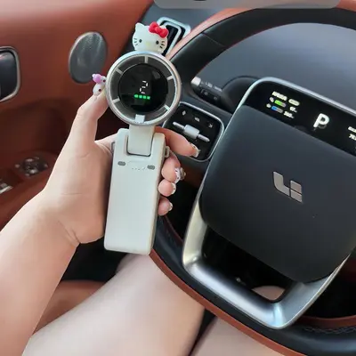 N607 El Tipi Turbo Fan Dijital Göstergeli USB Şarjlı Boyun Askılı Mini - 5