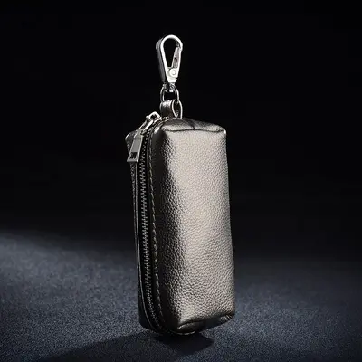 Men's Large Capacity Cowhide Key Case, Zippered, Universal - 13