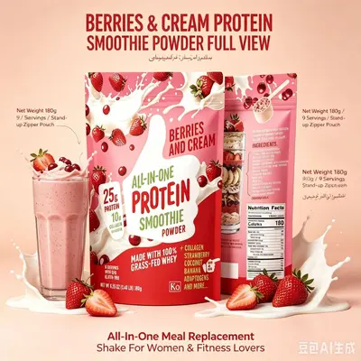 浆果奶油蛋白奶昔粉 All In One Protein Smoothie 草饲乳清胶原