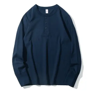 Herren Henley-Langarmshirt, 100% reine Baumwolle, Weiß - 12
