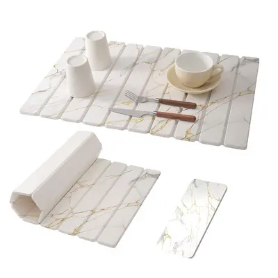 Diatomaceous Earth Dish Drying Mat Set, Foldable, Absorbent - 8