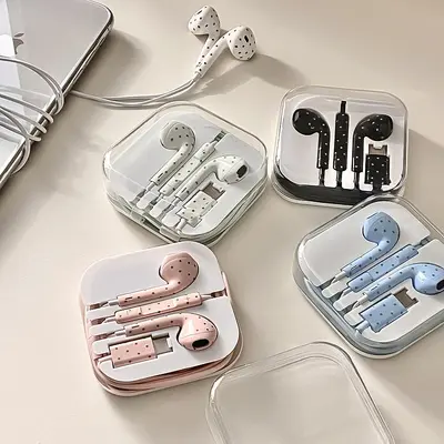 Retro In-Ear-Kopfhörer mit Kabel, Type-C und Mikrofon, Punkt- und Sternmuster